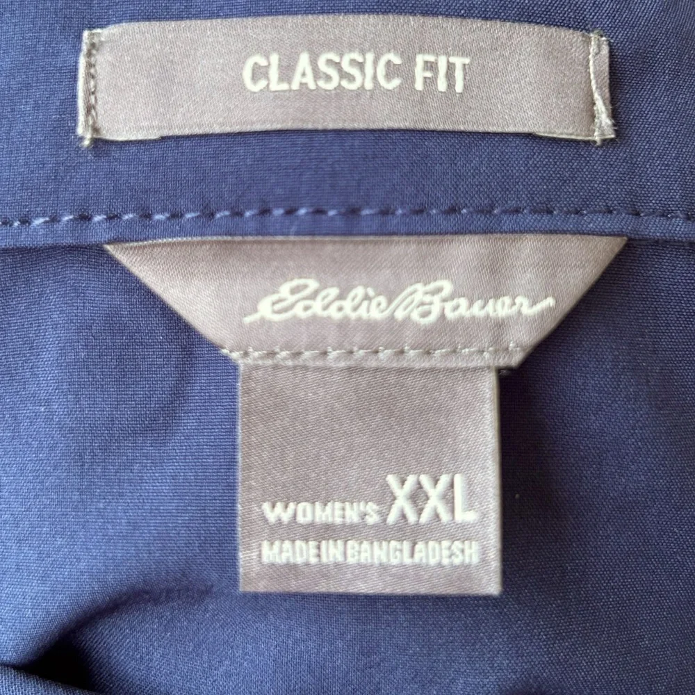 NWOT EDDIE BAUER sXXL classic navy ‘Departure Shirt’-easy care poly blend - Picture 3 of 4